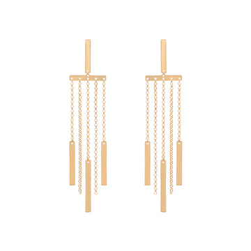 Brinco Longo Traços ouro 18k